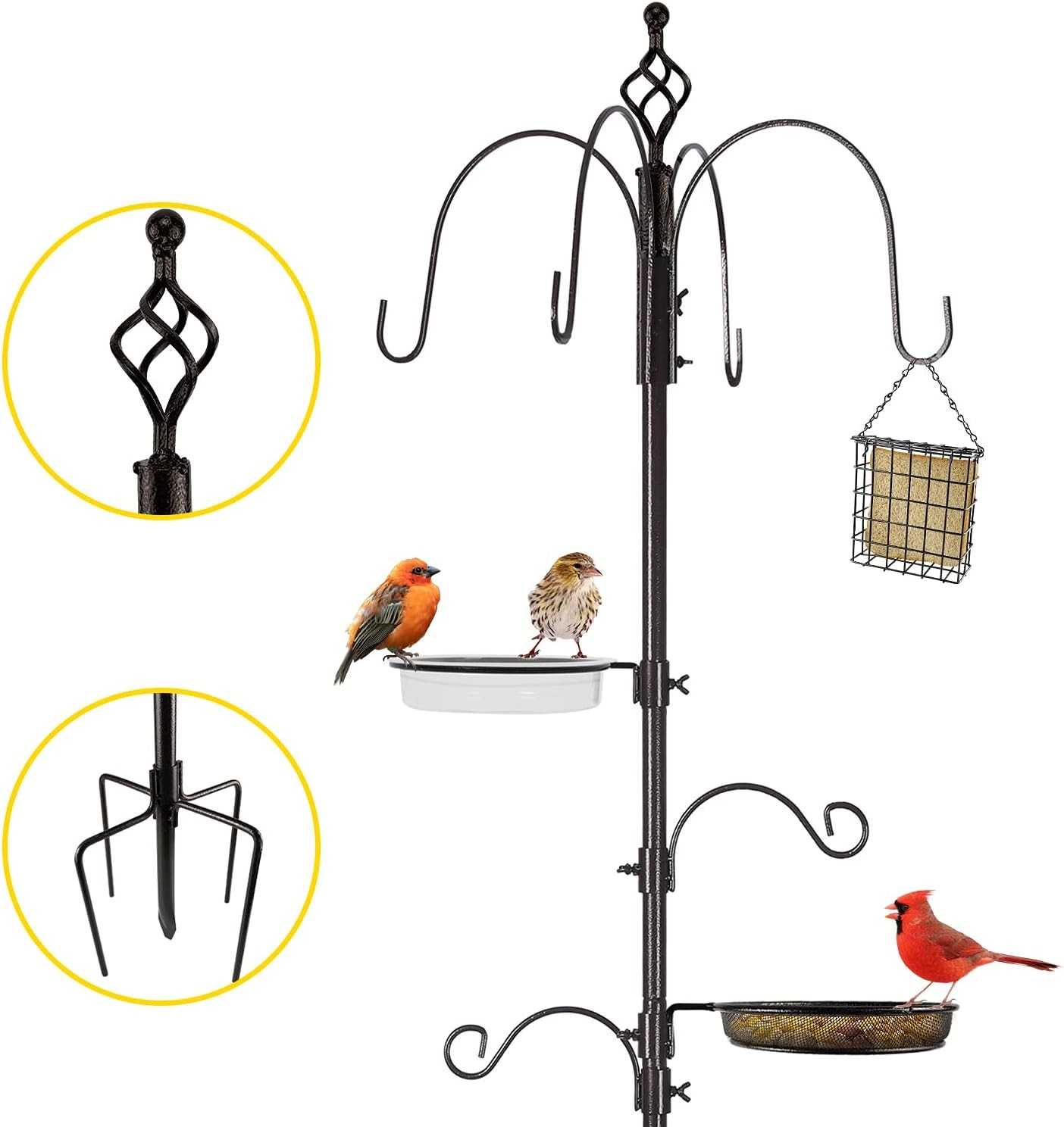 Urban Deco Hanging Station Metal Feeder Pole With Multi Hooks - Feeding Station