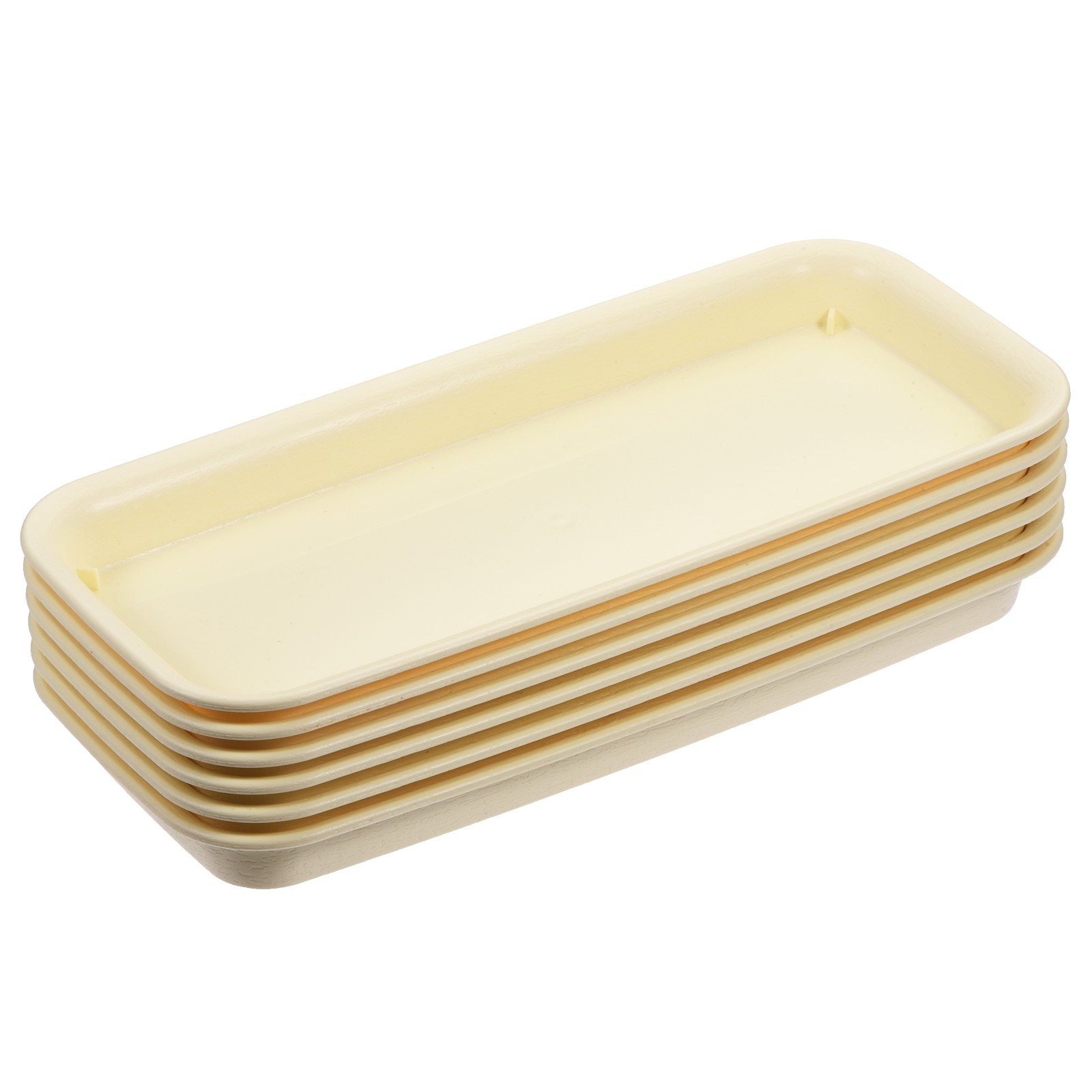 6pcs 30.5x14cm Plant Pot Saucer Plastic Rectangular Flower Drip Tray, Beige
