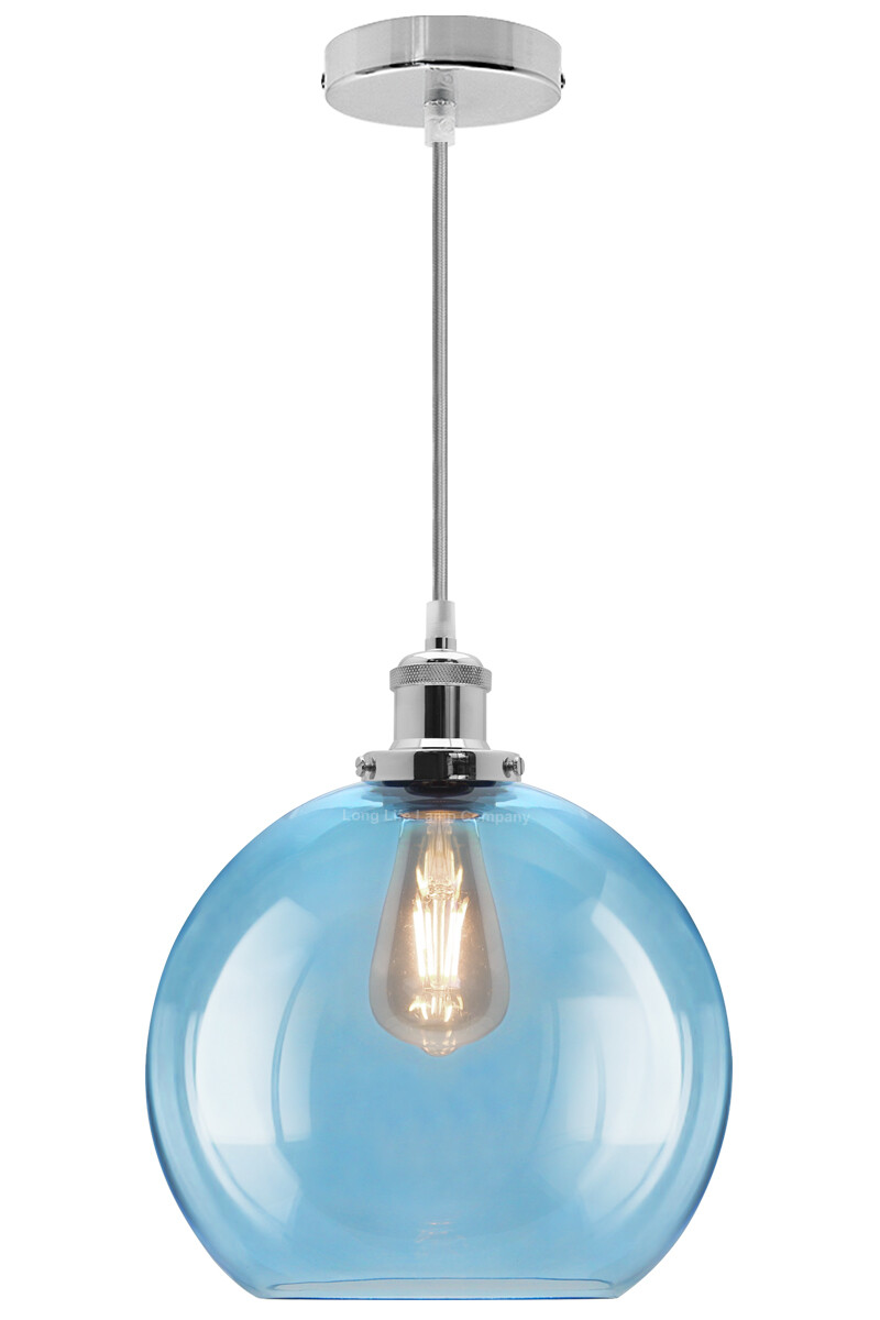 Modern Vintage Industrial Blue Glass Ceiling Lamp Shade Pendant Light M0236