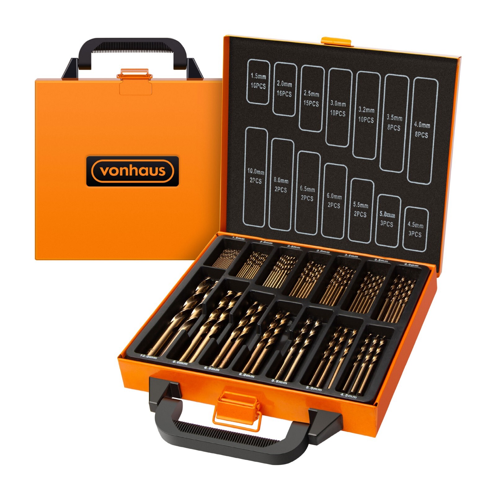 Metal Drill Bit Set with Carry Case Organiser - VonHaus HSS 99pcs Drill Bit Set