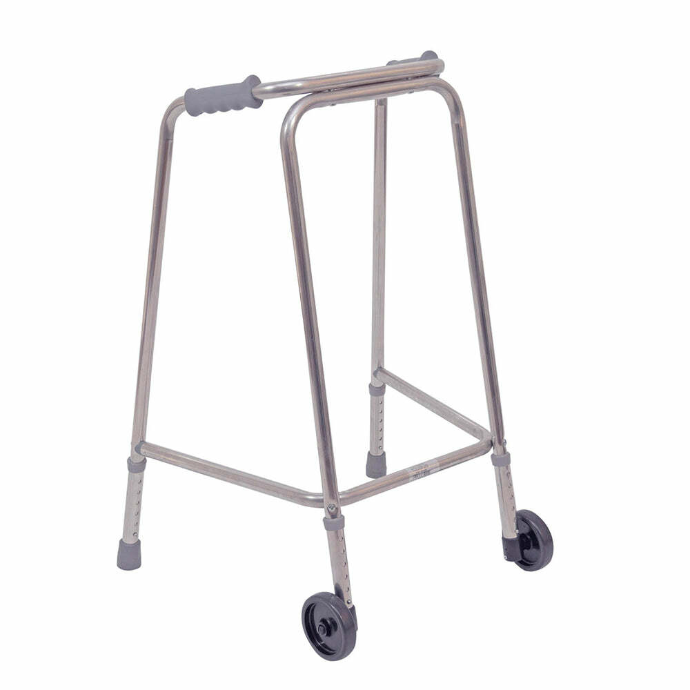 Lightweight Aluminium Walking Frame with Wheels - 870 to 970 Height - Large