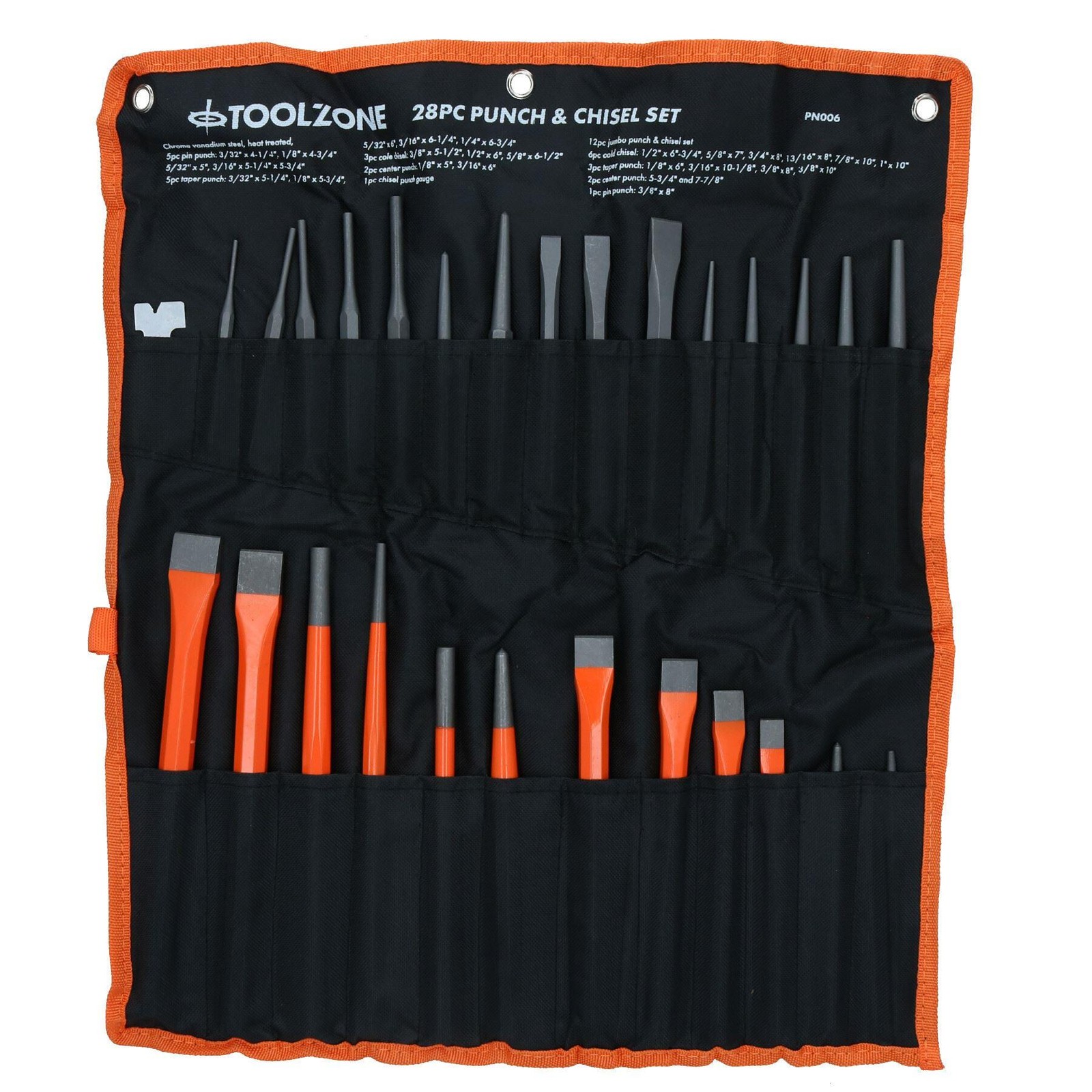 Punch and chisel set / taper / pin / centre / cold chisel 28pc set BERGEN AT138