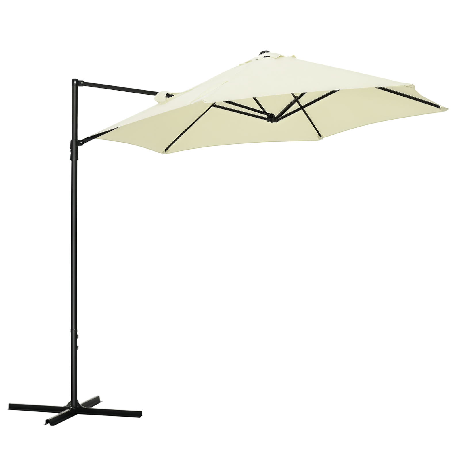 Outsunny 2.5M Offset Roma Patio Umbrella W/ 360-Degree Rotation, Beige