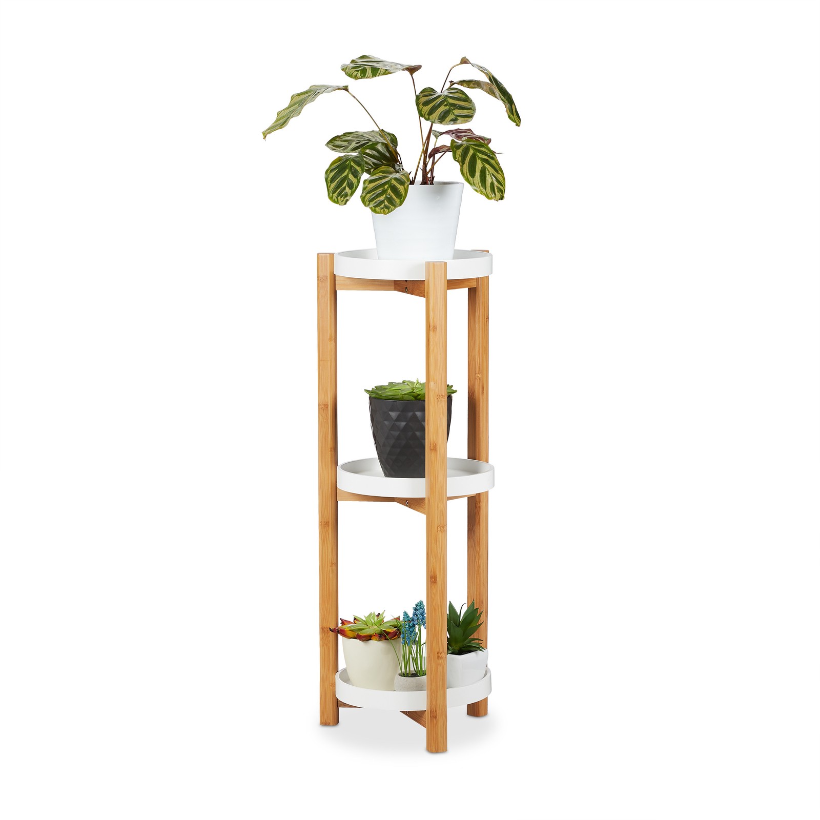 Plant stand Round Lightweight Plant Shelf 3-Tier Plant Shelf Bamboo Plant Stand