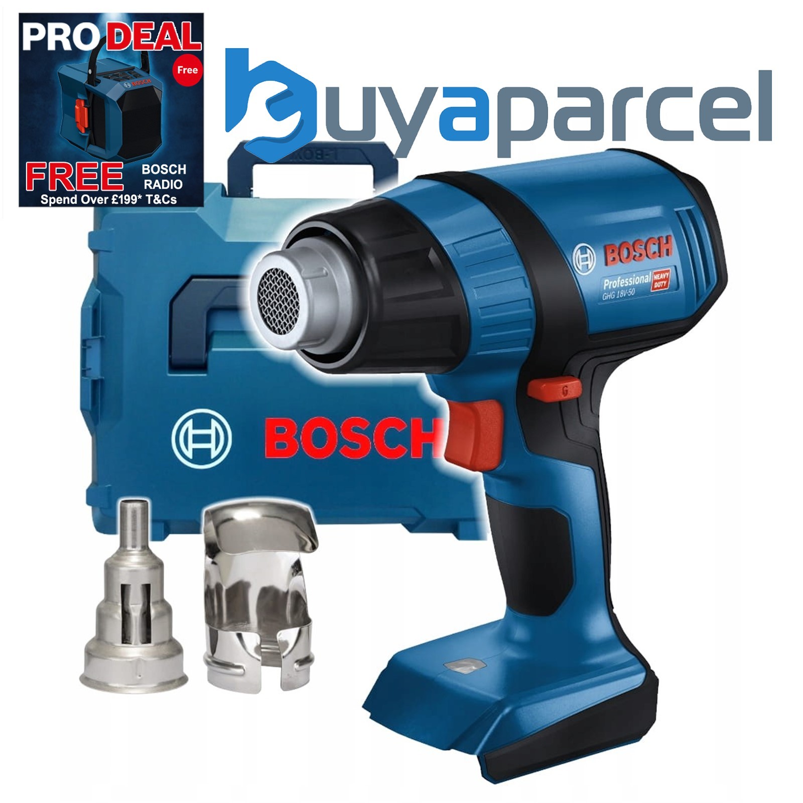 Bosch GHG 18V-50 18v Cordless Heat Gun + Nozzles + L-BOXX Case 06012A6501
