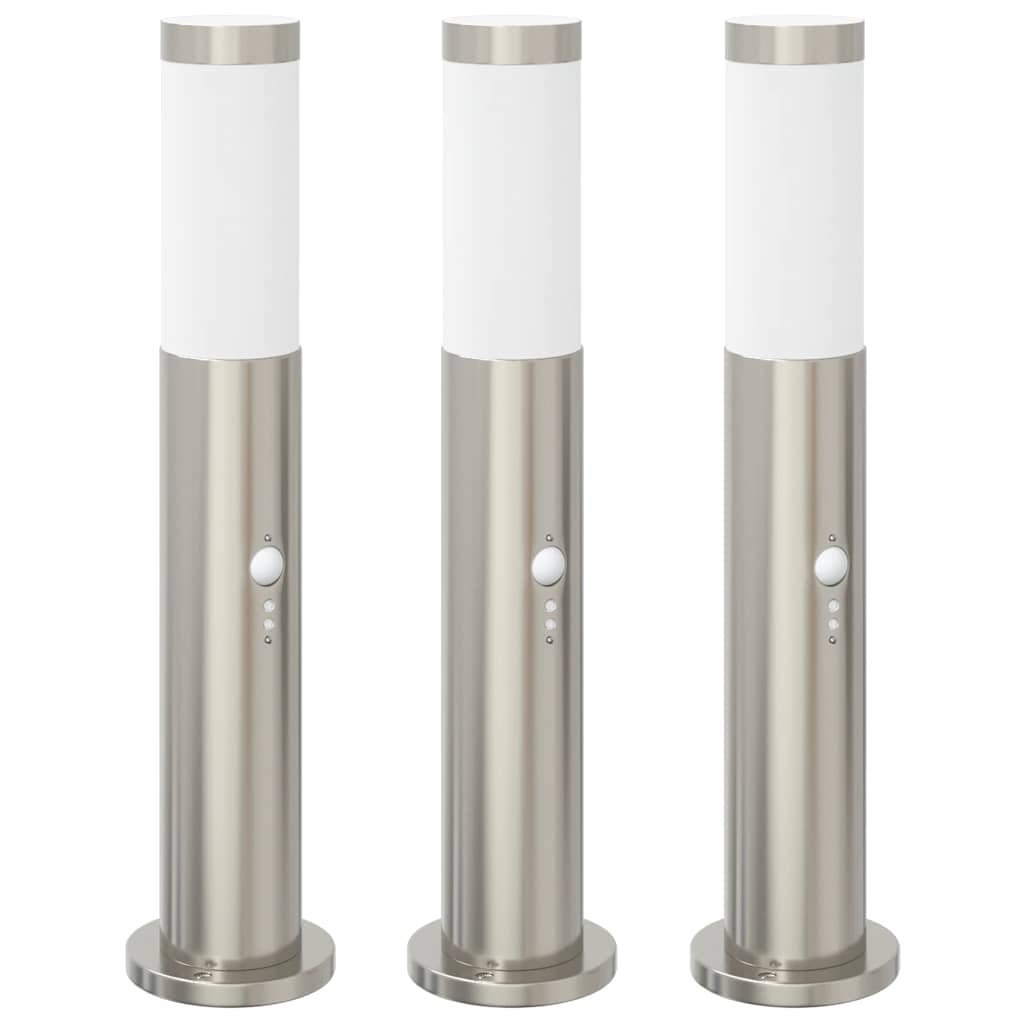 Bollard Lights 3pcs with PIR Sensor 50cm Stainless Steel IP44 Outdoor vidaXL