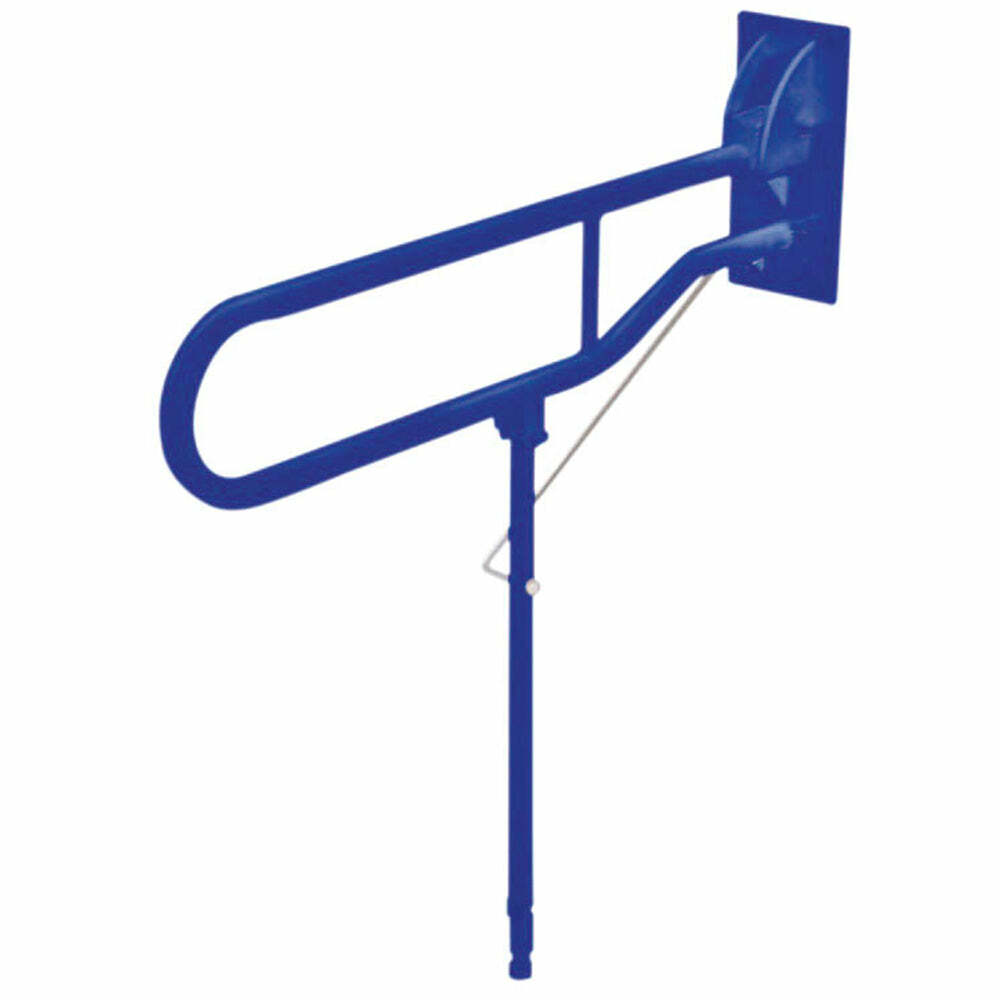 Blue Hinged Support Arm - Backplate and Leg - 775mm Length Wall Mounted Grab Bar