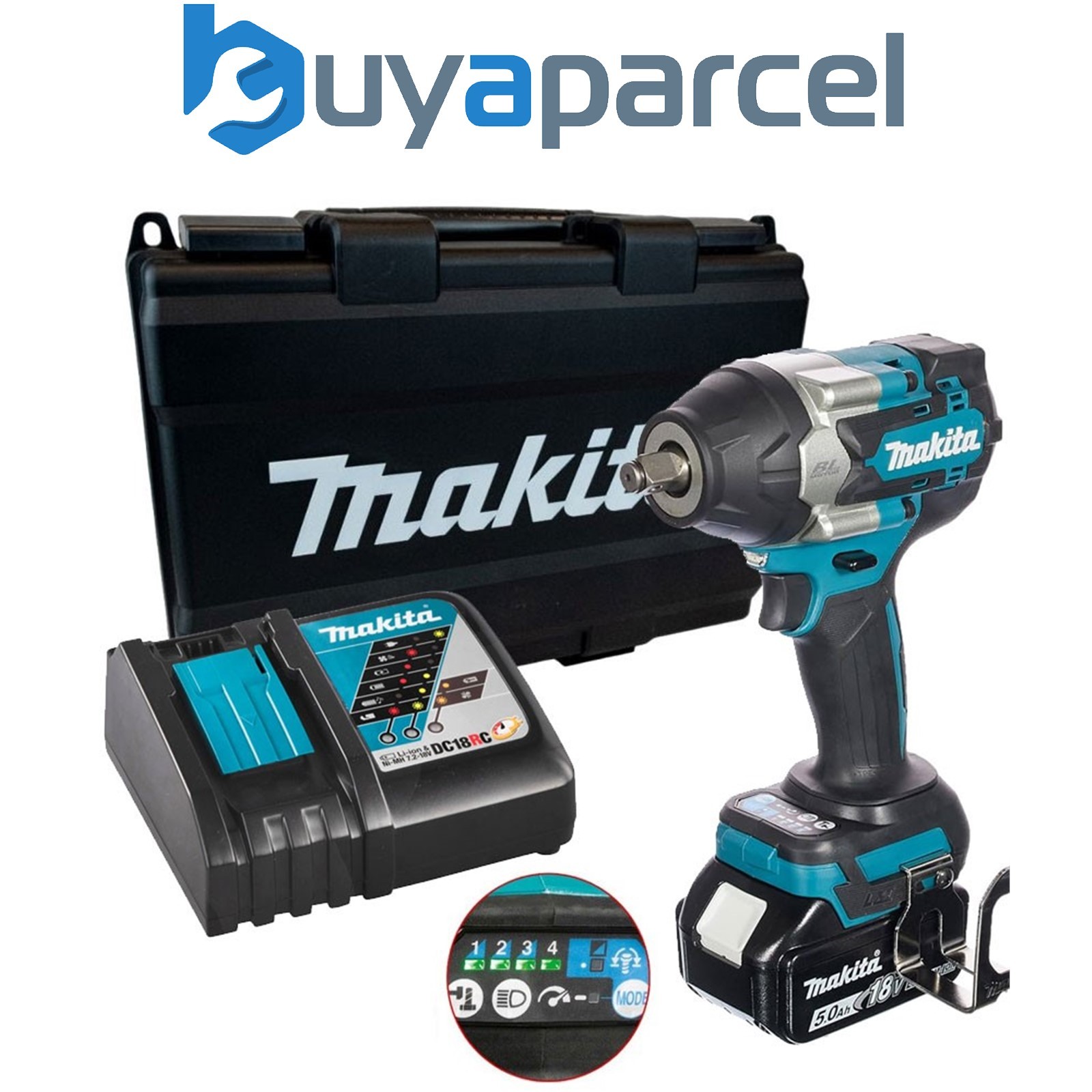 Makita DTW700RT 18v LXT Brushless Impact Wrench 1/2" Drive 4 Stage 1x5ah