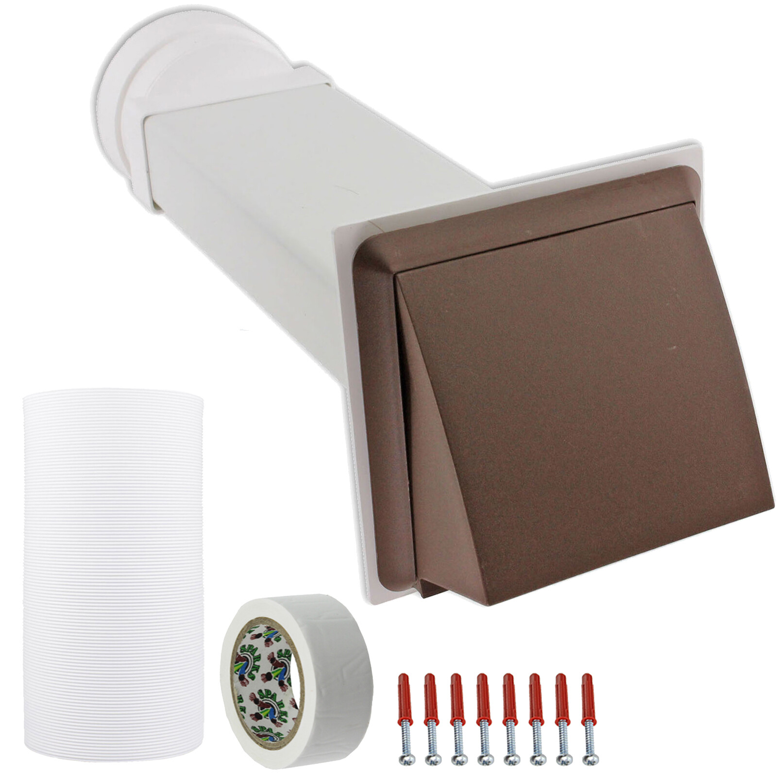 Exterior Wall Venting Kit 125mm 5" & 3m Extension Hose for Vented Tumble Dryer