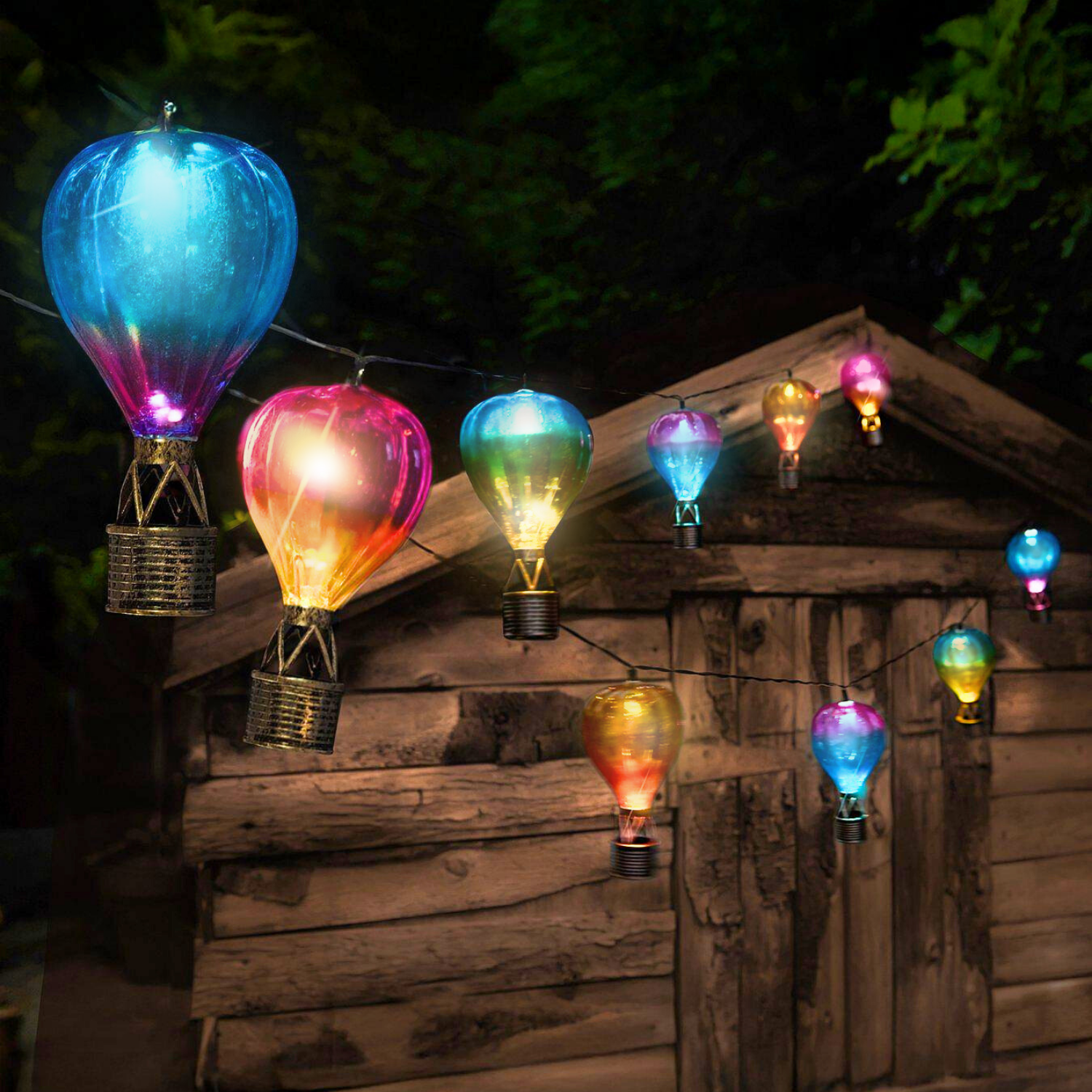 Solar LED String Lights Light Up Balloons Multicoloured 4.7m Outdoor Lighting