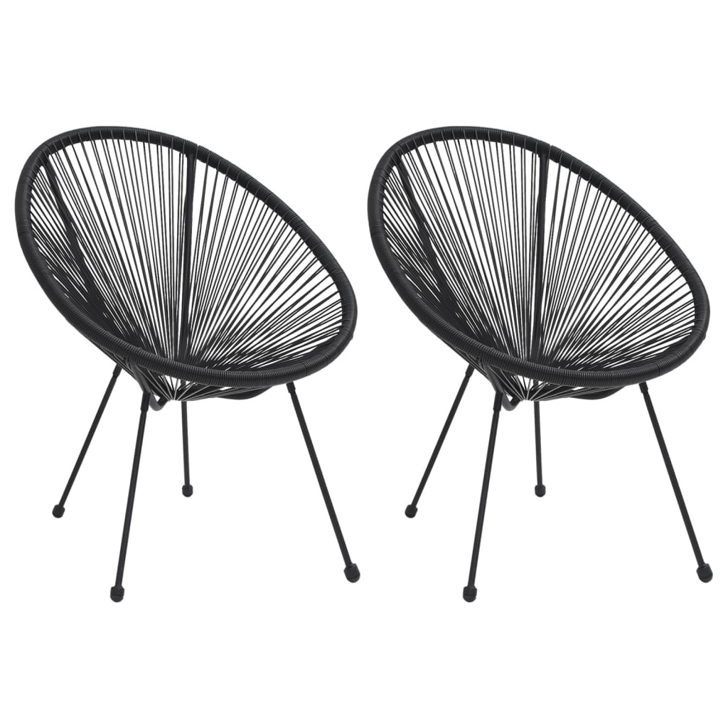 2x Garden Moon Chairs Rattan Black Outdoor Lounge Relaxing Rope Chair vidaXL