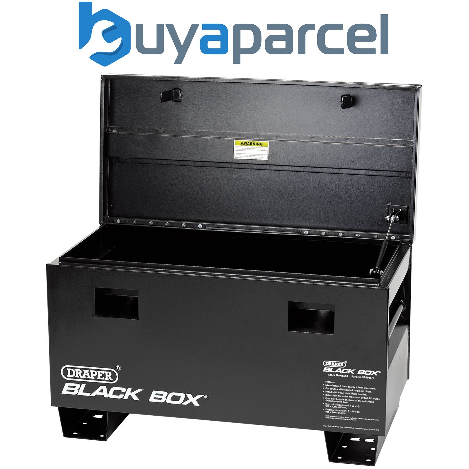 Draper 05543 Black Box Contractors Secure Storage Box - 36"/915 x 470 x 590mm