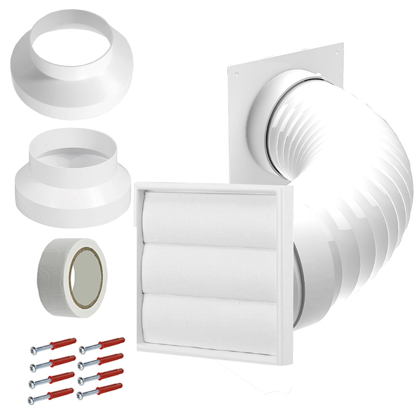 Cooker Hood External Vent Kit 4" 5" 6" 100mm 125mm 150mm White Cowl Wall Duct