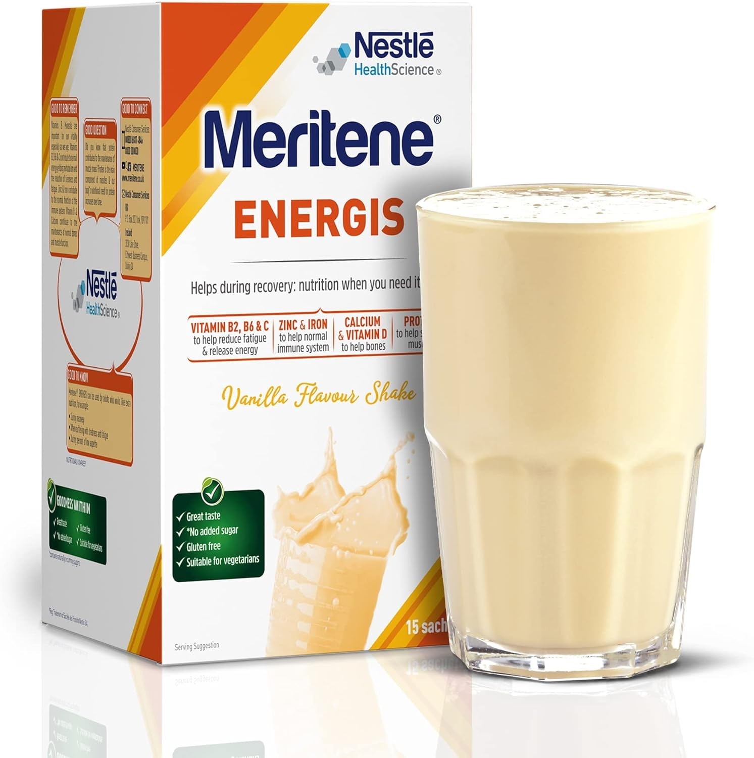 Meritene Energis Vanilla Protein Shake | 30g Powder Sachets, Pack of 15 | Nutri