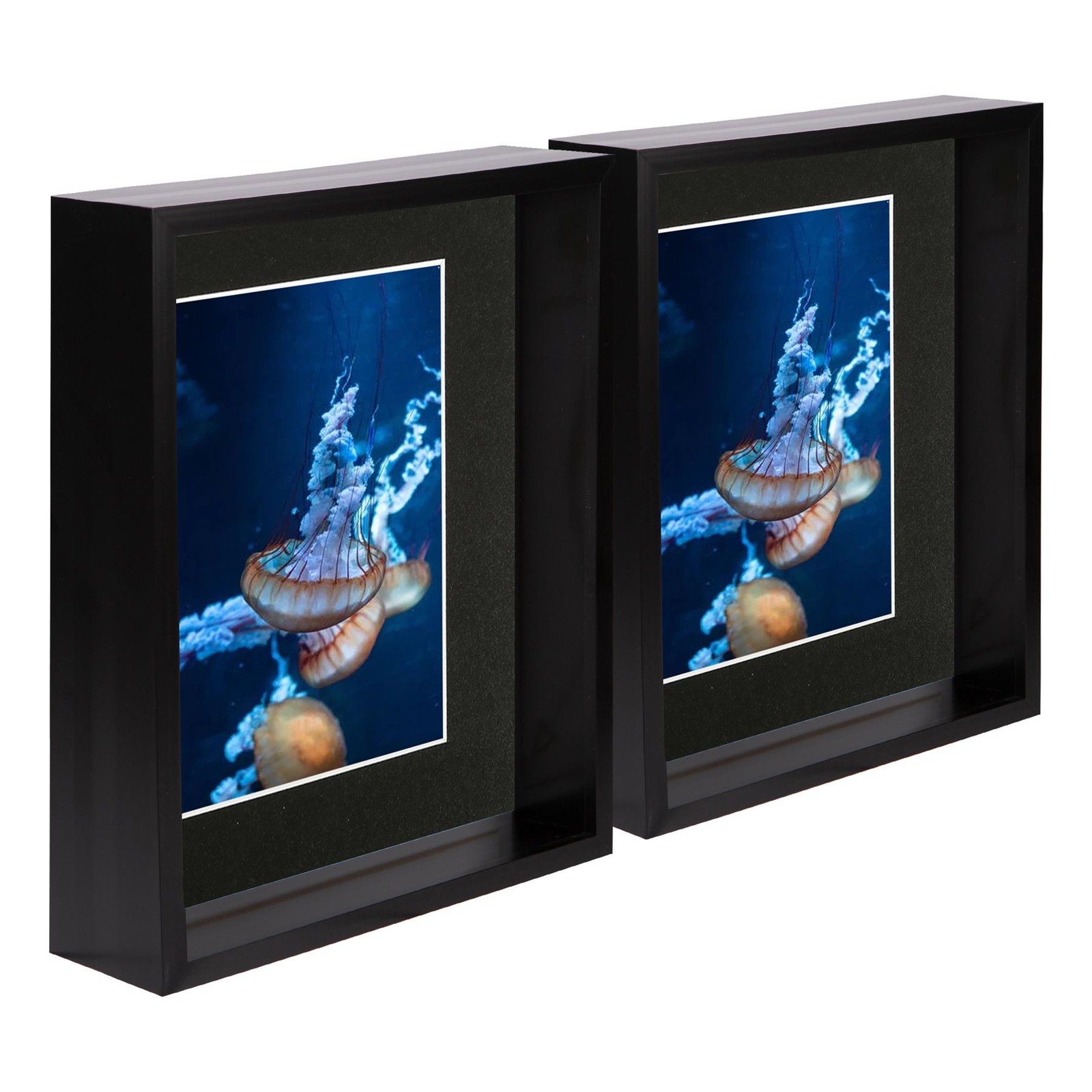 5x Black 8" x 10" 3D Deep Box Photo Frames Black 5" x 7" Mount Shadow Picture