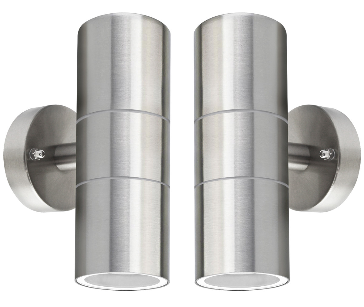 2 x Stainless Steel Up Down WallLight GU10 IP65 Double Outdoor Wall Light ZLC03