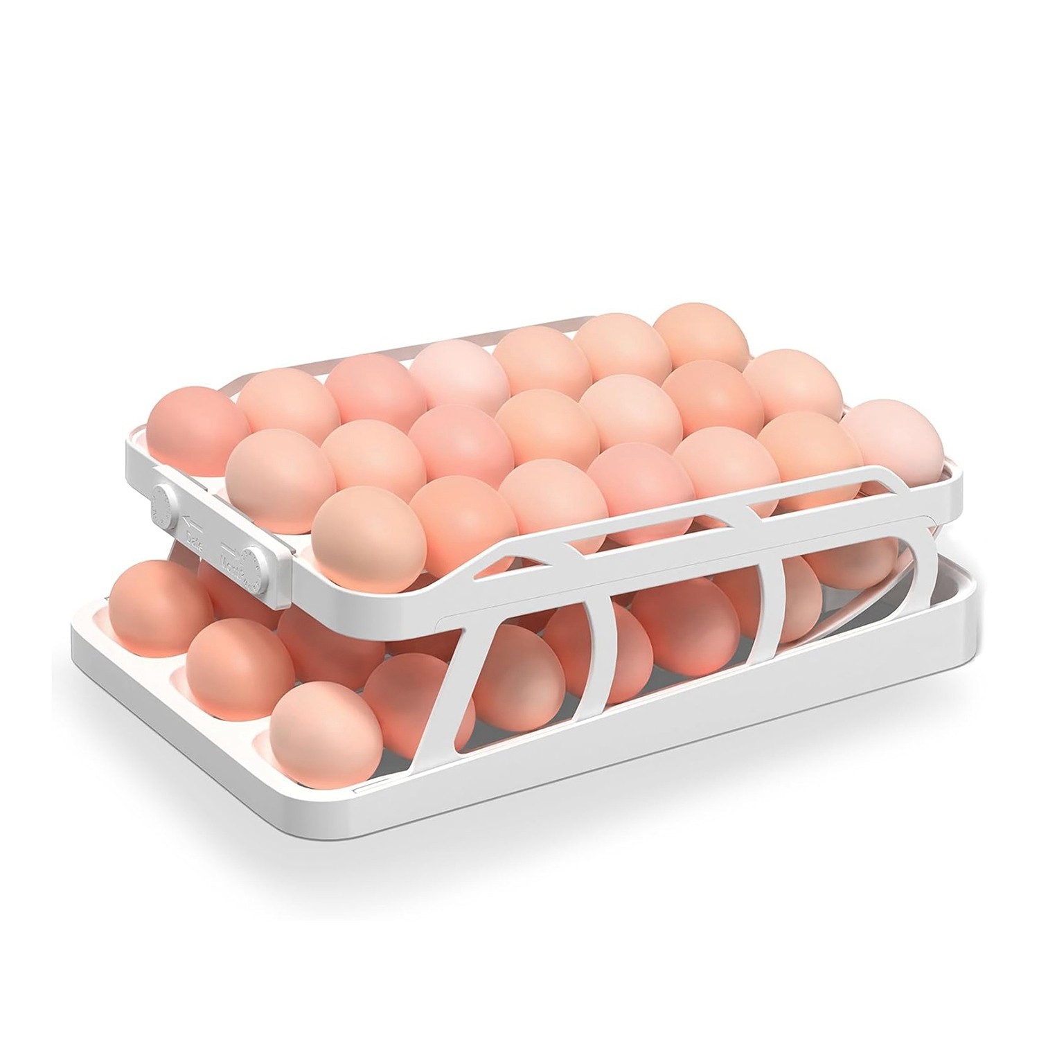 45 Eggs Holder for Fridge, 3 Rows Egg Dispenser,Freshness Ensured with Time2086