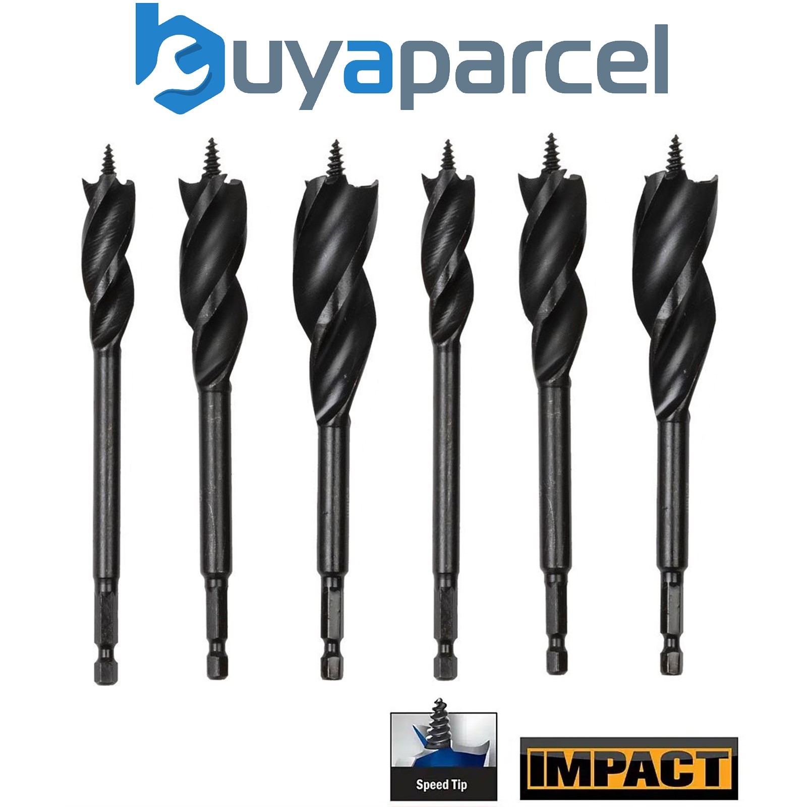 Dewalt 6 Piece Tri Flute Impact Ready Auger Bit Speed Tip Set Stubby 16 20 25mm