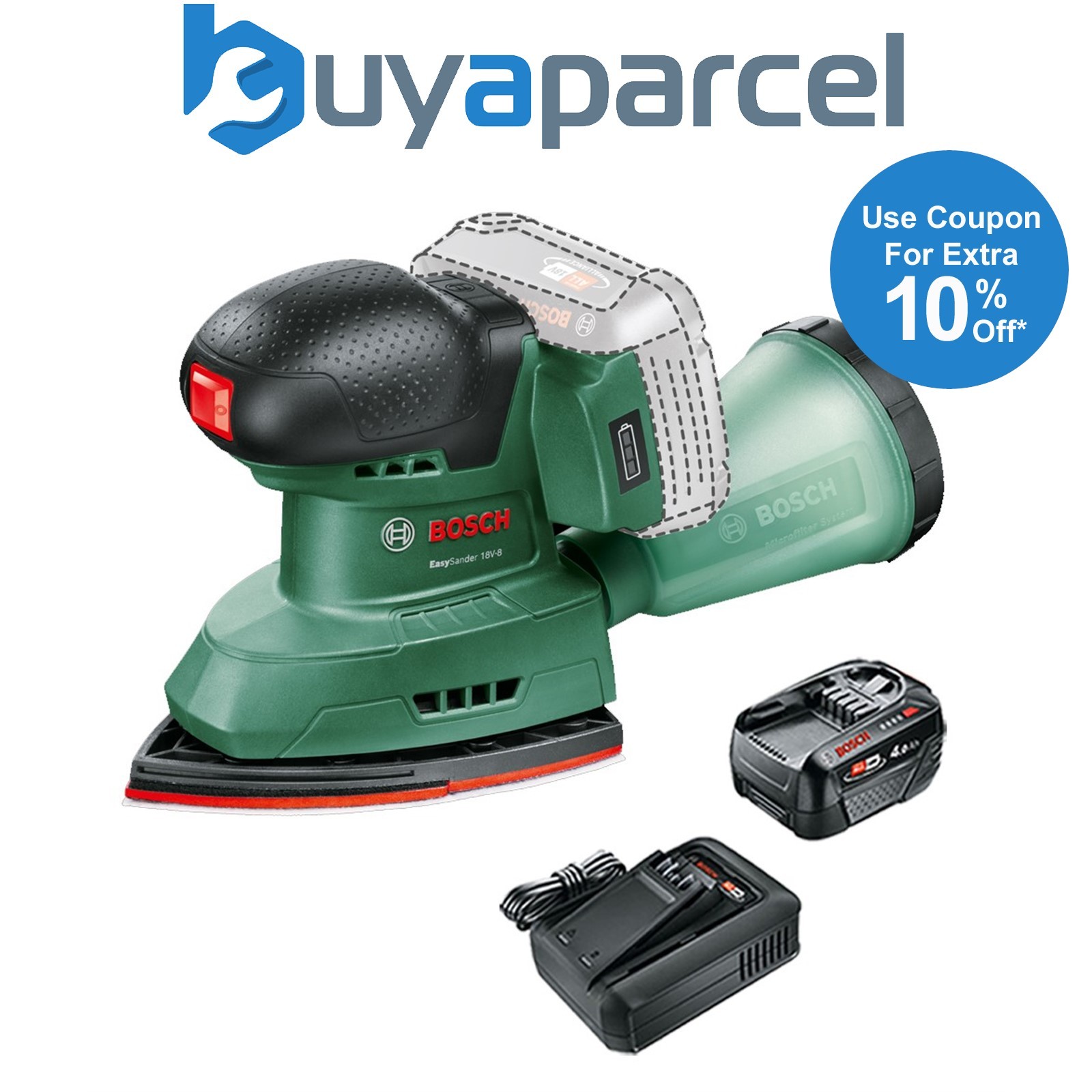 Bosch 06033E3000 EasySander 18v Cordless Multisander Sander + 4AH Battery Kit