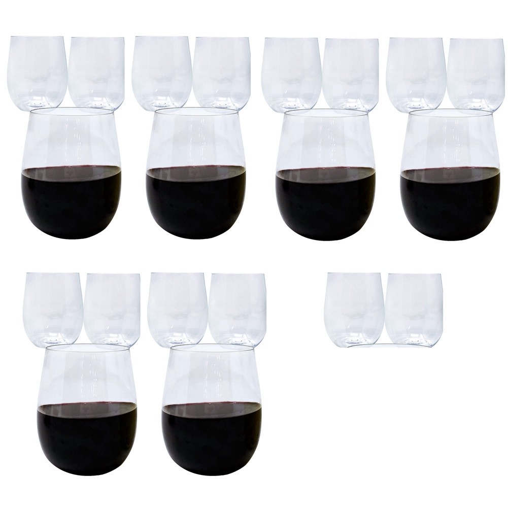 Disposable Wine Glasses, Stemless Plastic Wine Glasses for Parties Wine9124