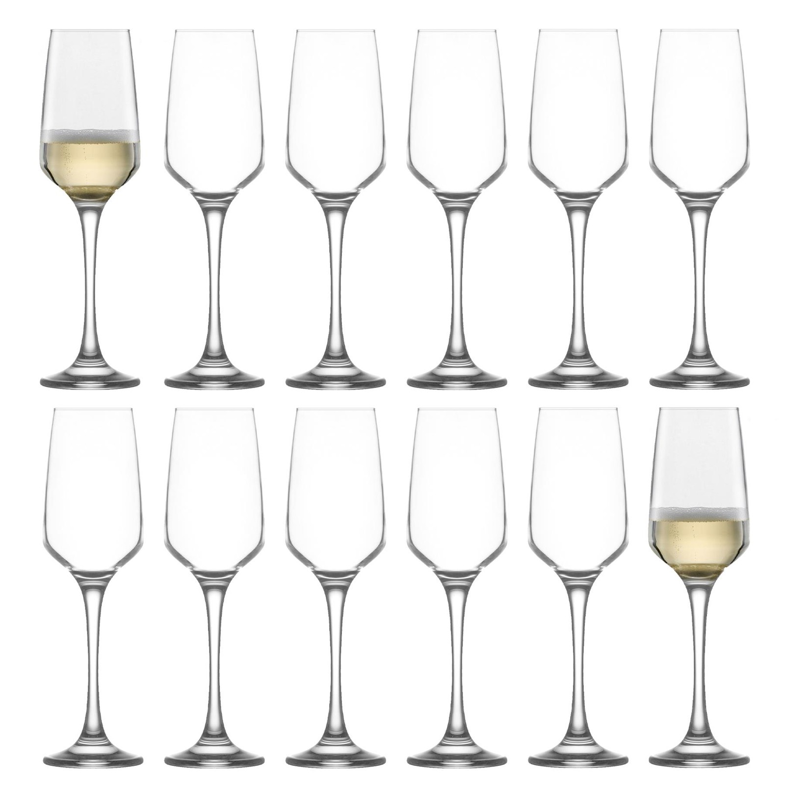 12x LAV Lal Glass Champagne Flutes Prosecco Wine Party Glasses Gift Set 230ml