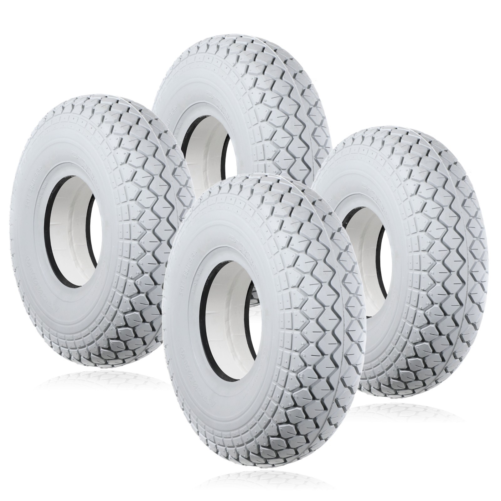 Mobility Scooter Tyre 4.00 x 5 Solid Tread 4.00-5 400x5 Grey No Puncture x 4