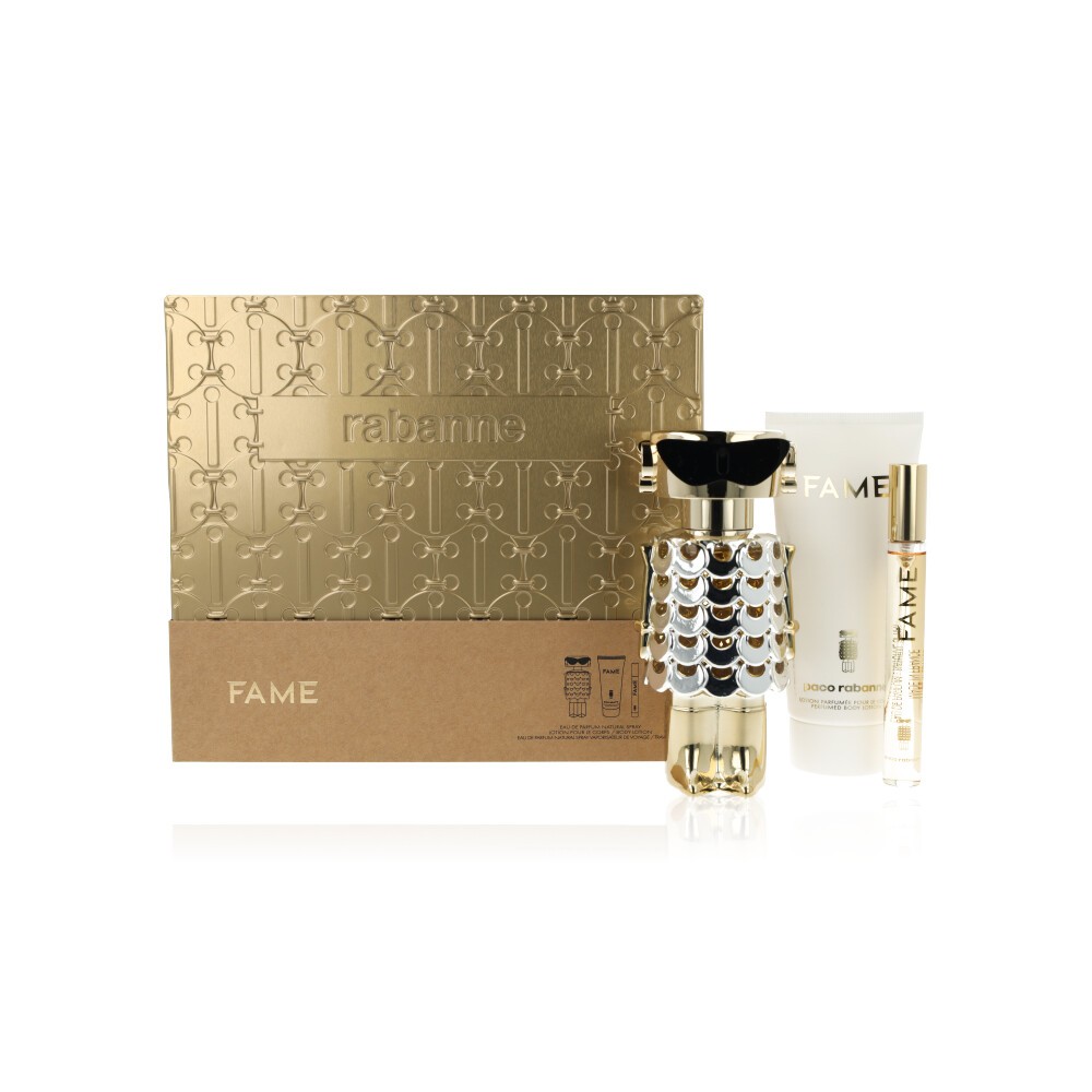 Paco Rabanne Fame HER Giftset EDP Spray + Body Lotion + Travel Spray - Free P&P