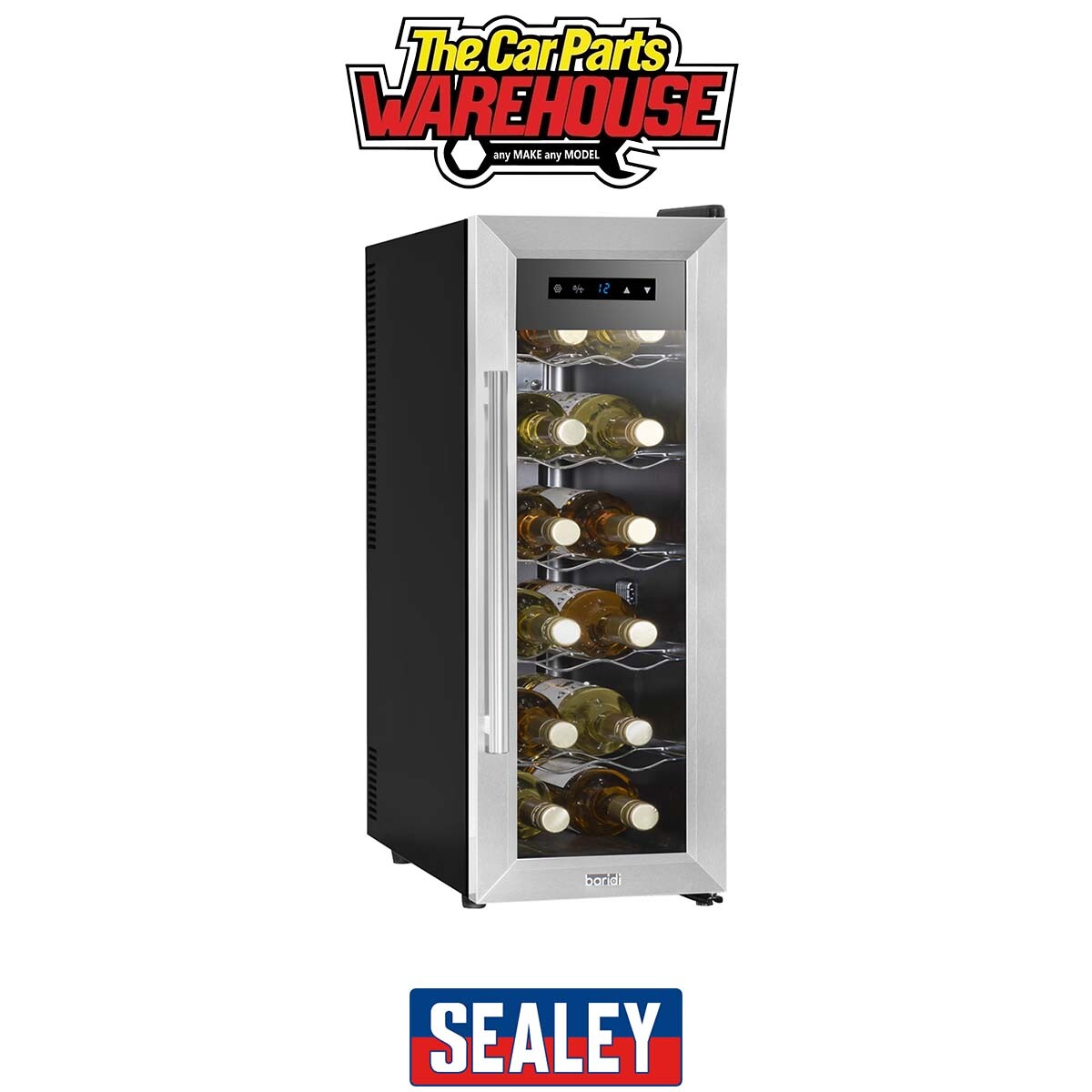 Sealey DH74 Baridi 12 Bottle Wine Fridge & Cooler - Stainless Steel