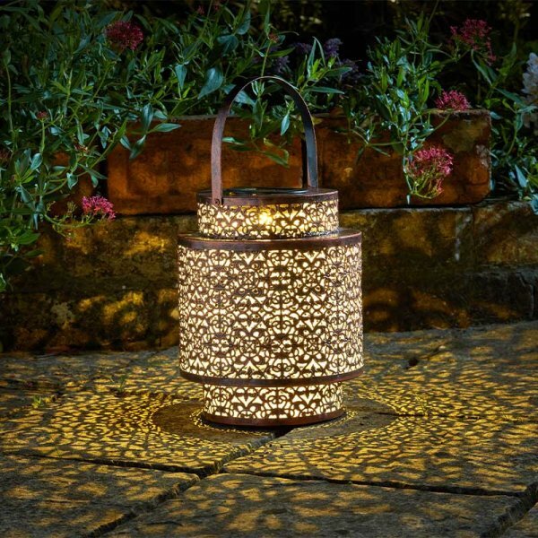 Smart Garden Solar Powered Tangier Lantern Table Top Or Hanging Warm White LED