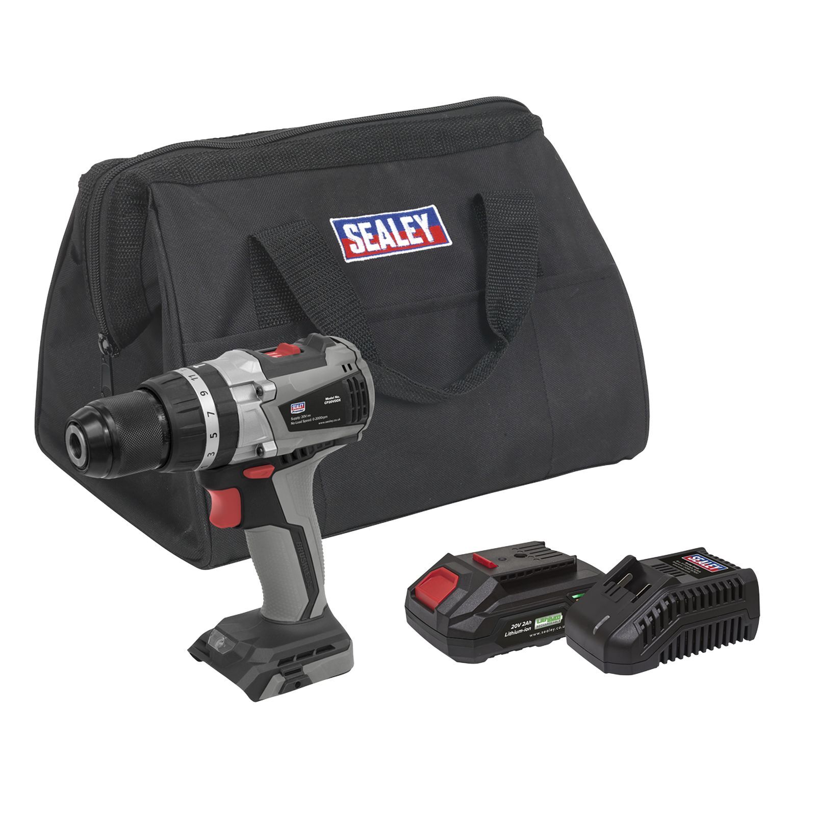 Sealey Brushless Hammer Drill/Driver Kit Ø13mm 20V 2Ah - CP20VDDXKIT1