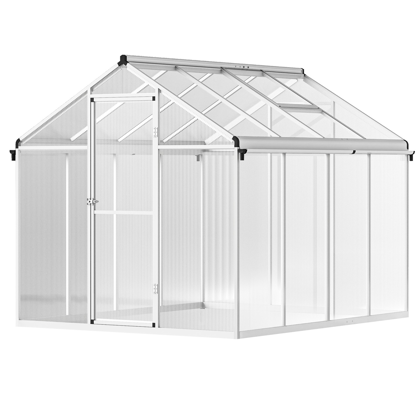Outsunny 8x6ft Aluminium Greenhouse with/ Door Window Galvanised Base PC Panel