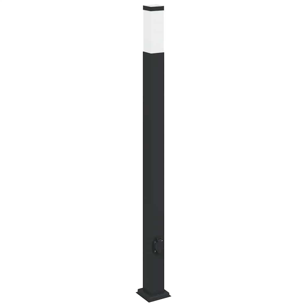 Bollard Light 110cm Black Stainless Steel with Outlet IP44 Outdoor vidaXL