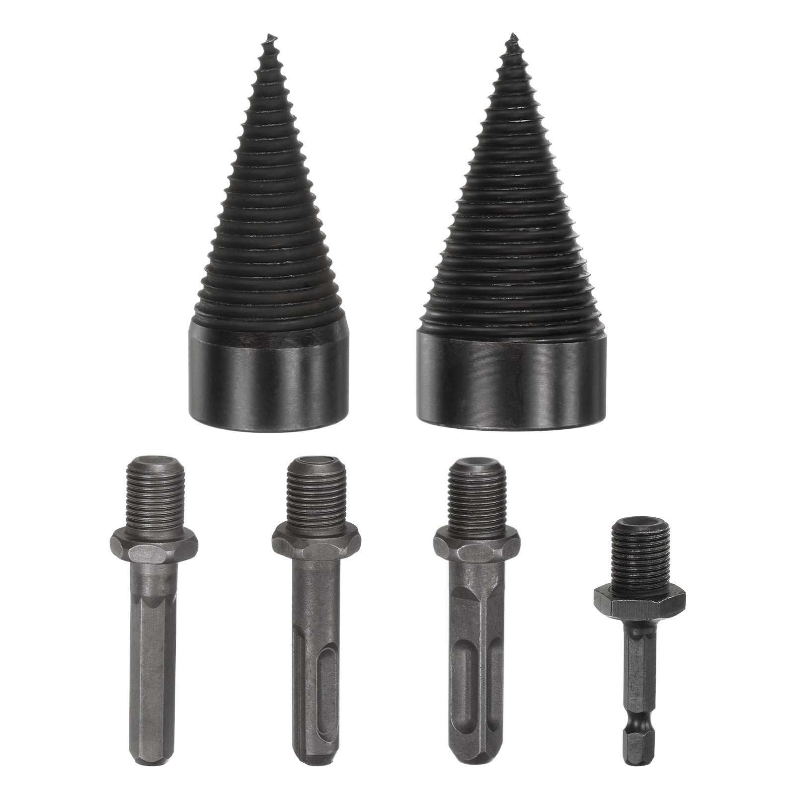 2-Pack Wood Splitter Drill Bit 38mm + 45mm+4 Handles for Stove/Farm