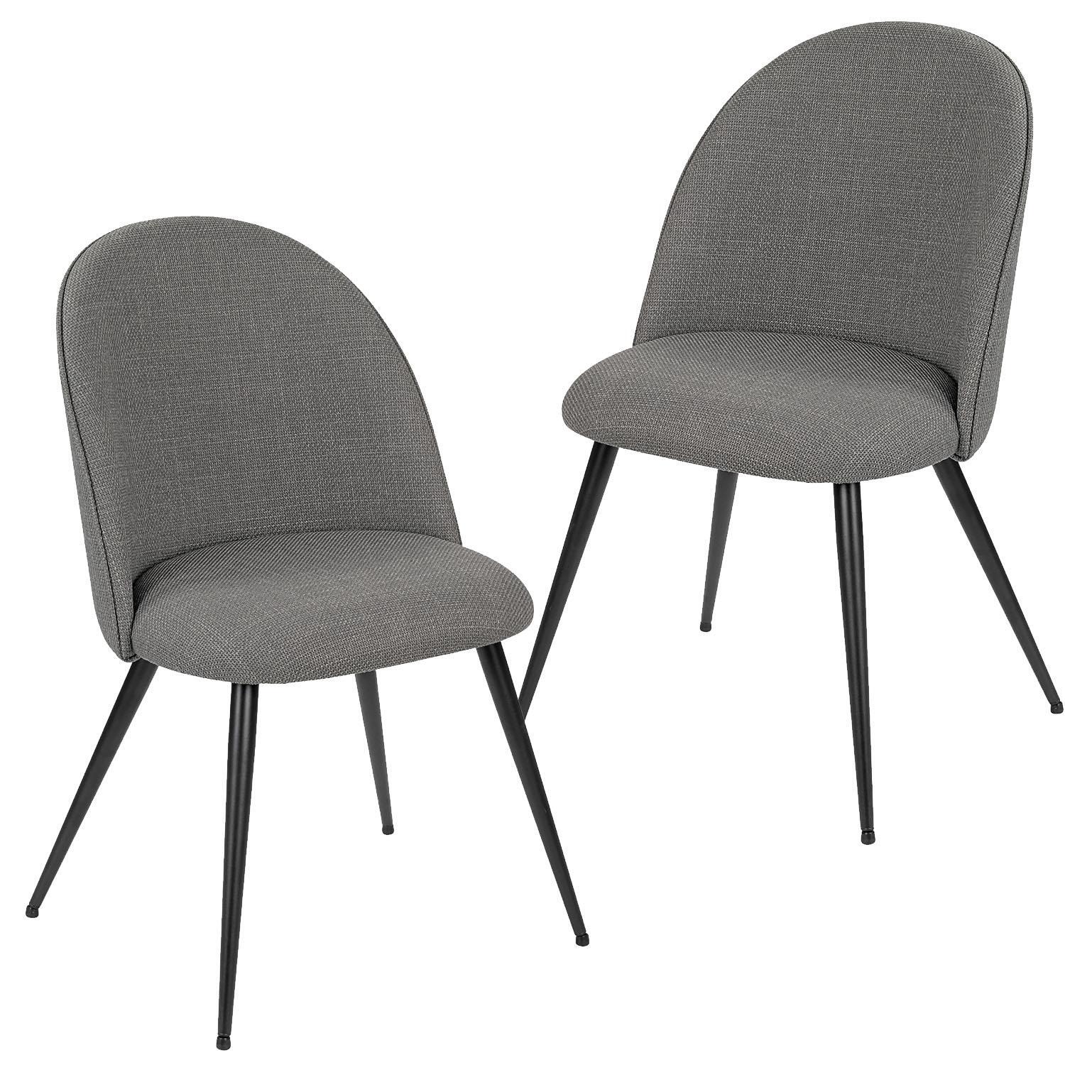 2 x Dining Chairs Fabric Padded Seat Metal Legs Kitchen Chair Home Office Set