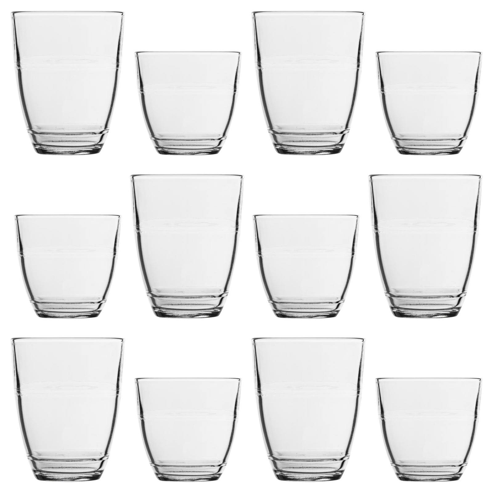 12pc Duralex Clear Gigogne Glassware Set Mixed Glass Glasses Water Tumblers