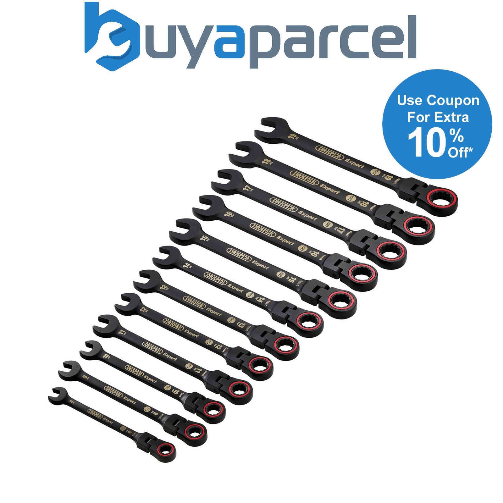 Draper 03929 Draper Expert HI-TORQ Metric Flexible Head Ratchet Combination Span