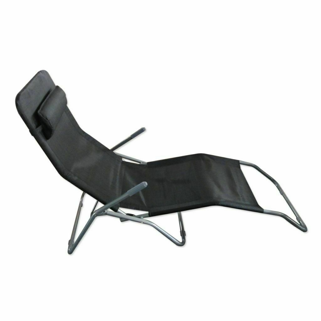 SupaGarden Grey Foldable Recliner Sun Lounger with Headrest