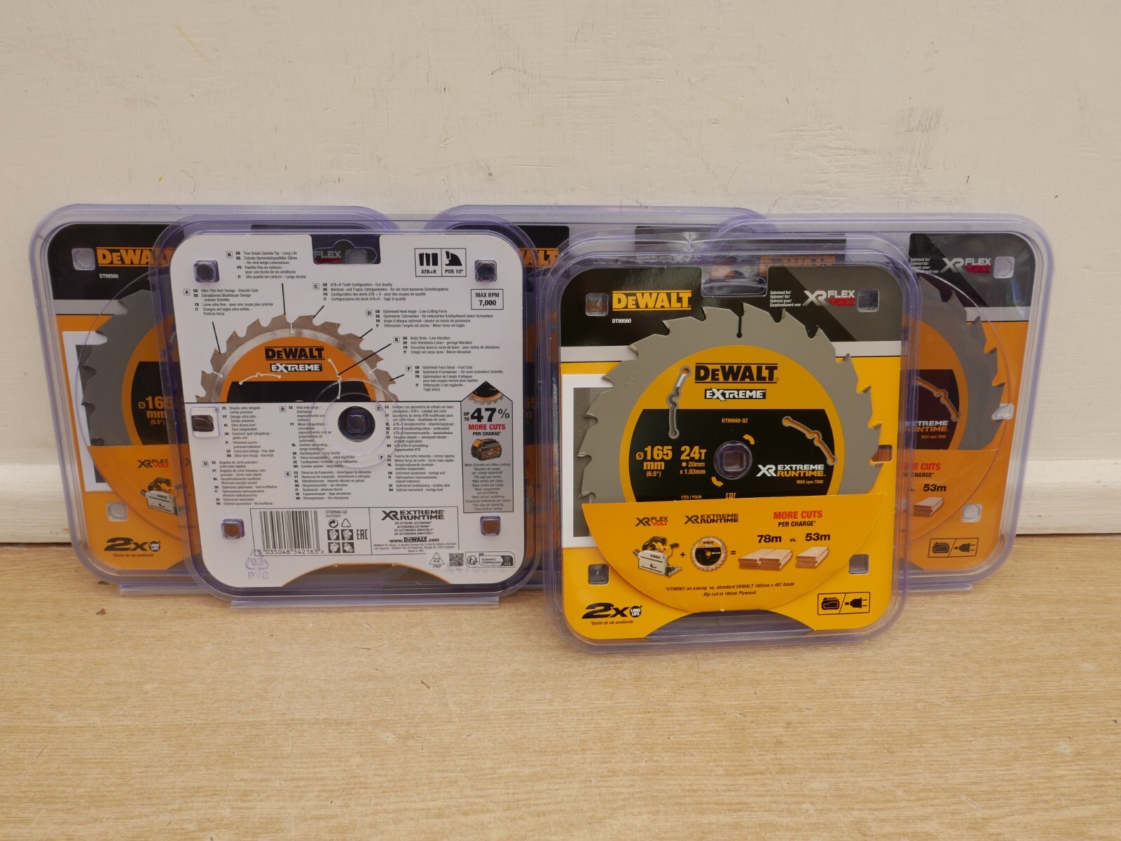 DeWALT DT99560 165mm X 20mm bore 24T TCT dcs520 plunge saw blade X 5