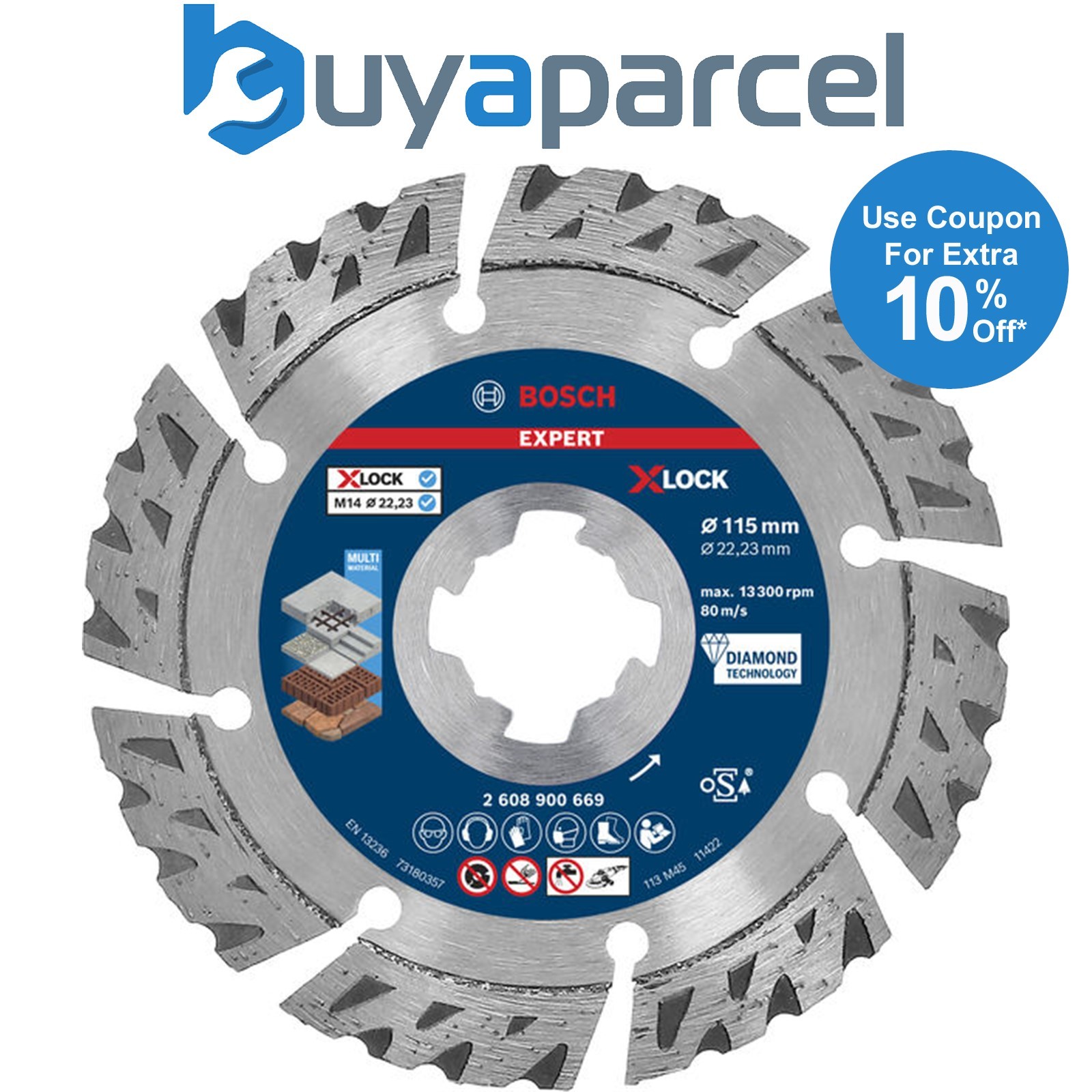 Bosch EXPERT MultiMaterial X-LOCK Diamond Cutting Disc 115 x 2223 x 24 x 12mm