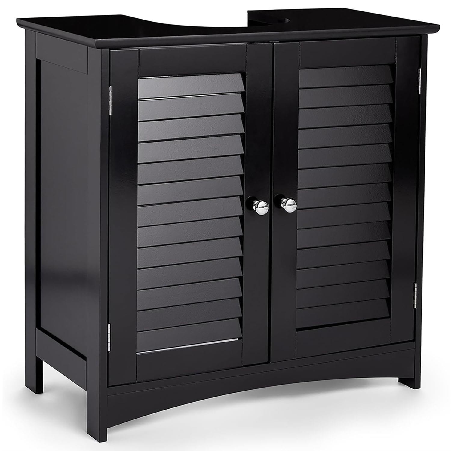 Black Bathroom Under Sink Cabinet Basin Storage Cupboard Vanity Unit Furniture