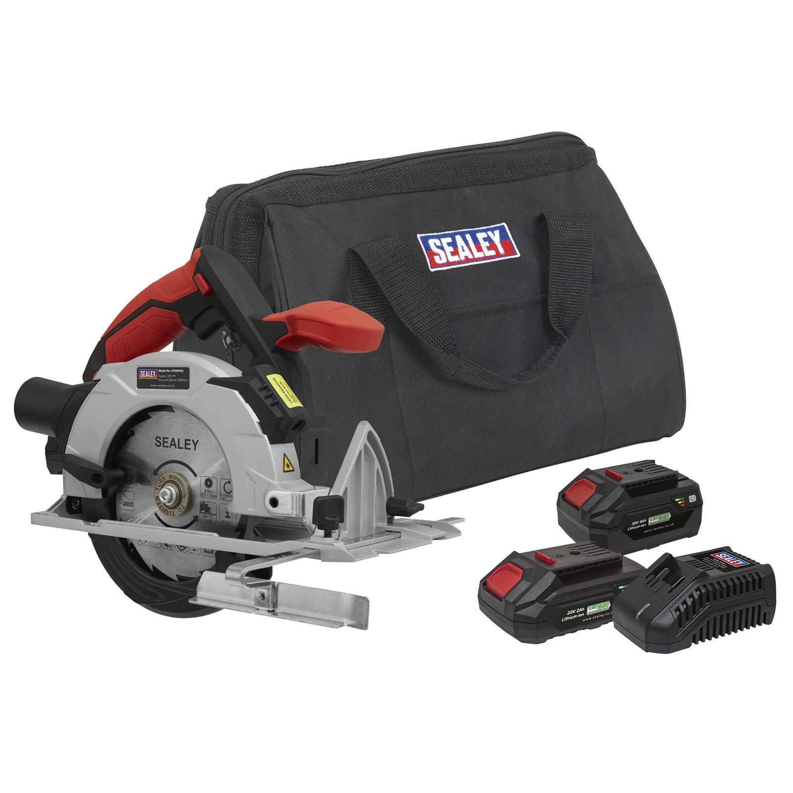 Sealey Circular Saw Kit 20V Ø150mm - 2 Batteries Wood/Soft Metal Use CP20VCSKIT