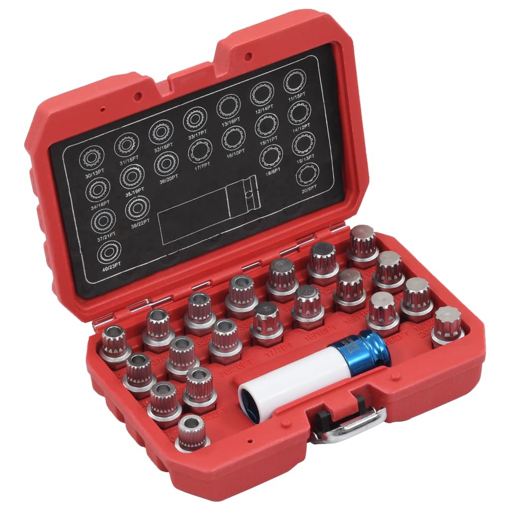 21 Piece Rim Lock Socket Set for BMW Wheel Tool Removal Key vidaXL