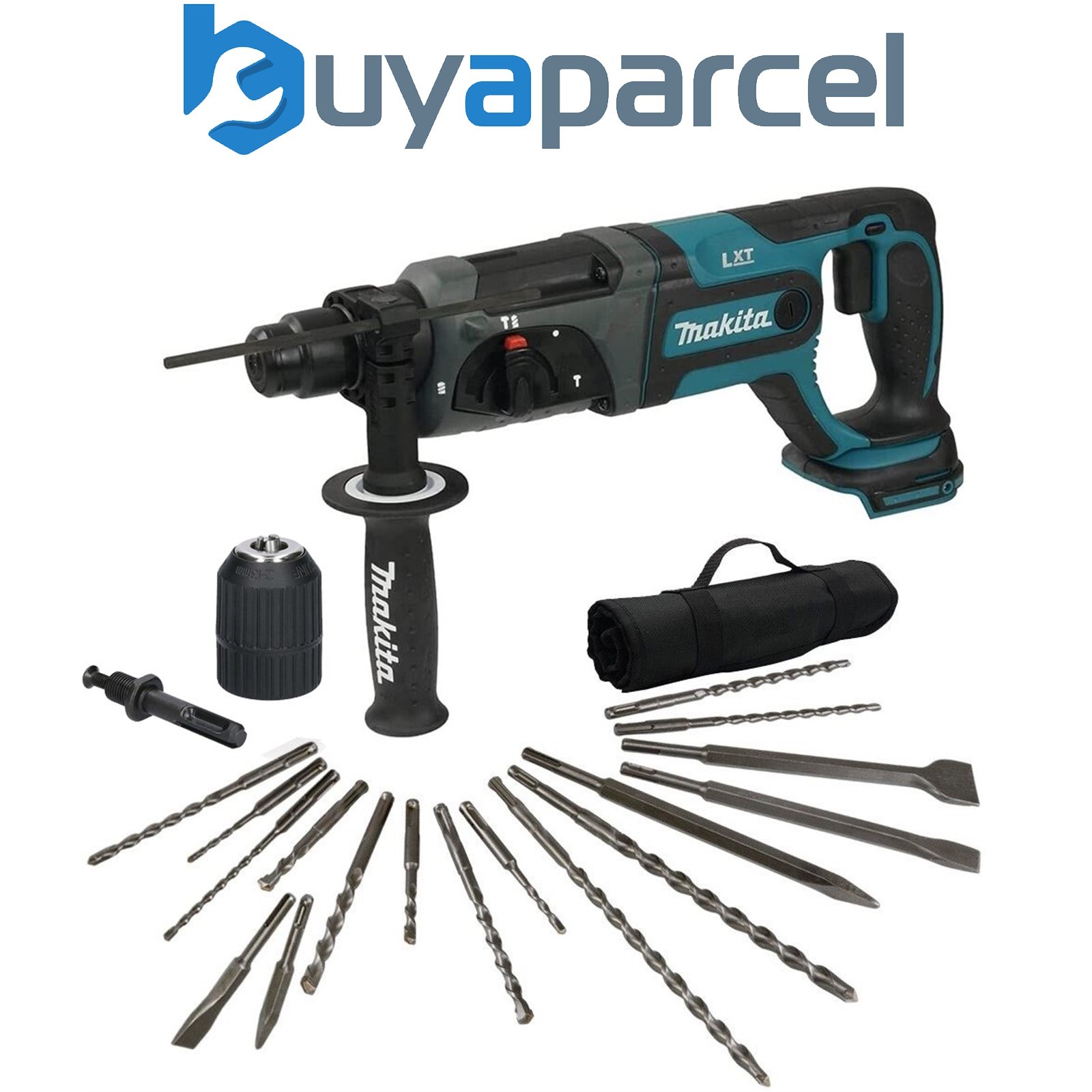 Makita DHR241ZX7 18V LXT 3 Mode SDS+ Rotary Hammer Drill 17PC Bit Set + Chuck