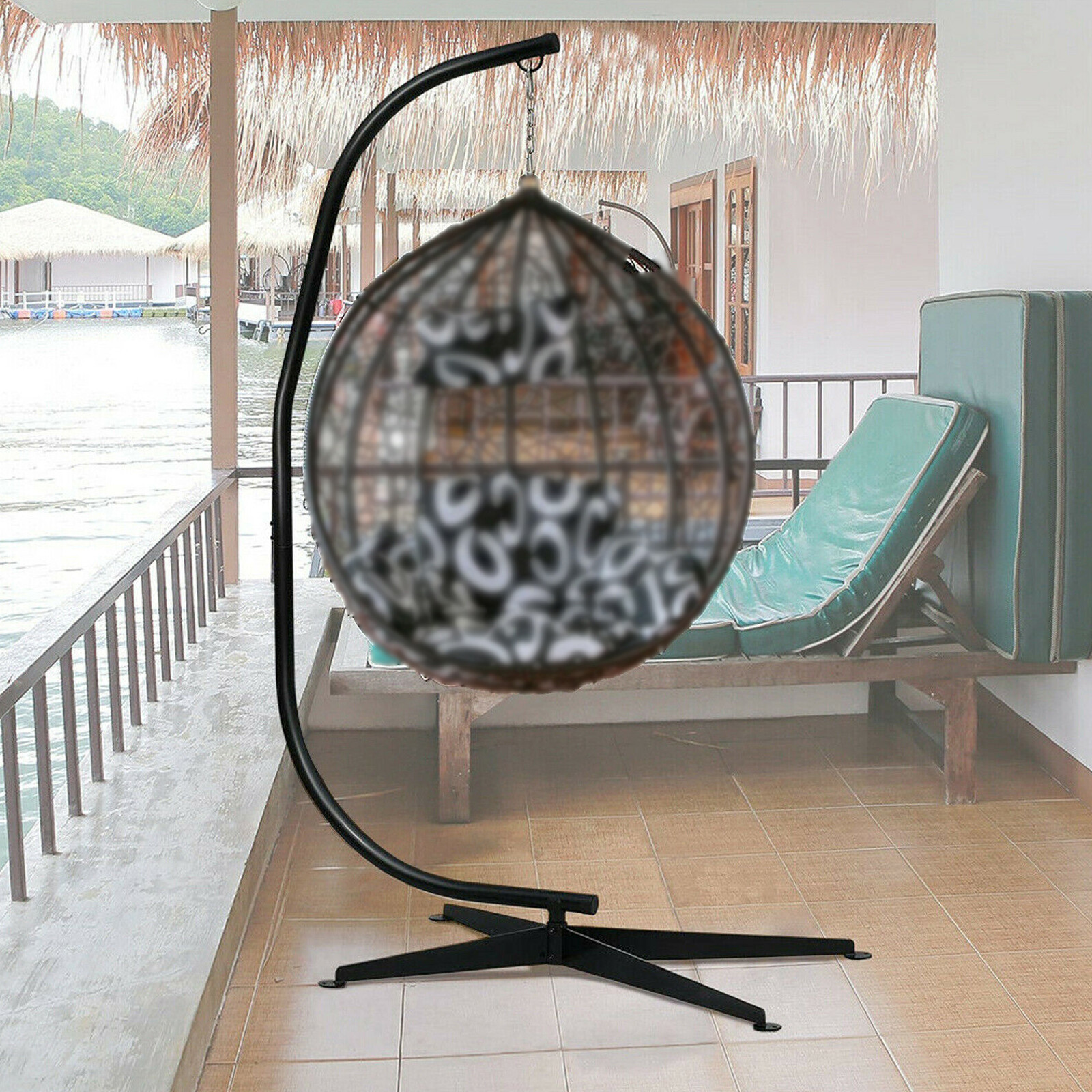 Hammocks Swing Egg Chair Hanging Frame Stand Heavy Duty Steel Pole Outdoor Patio