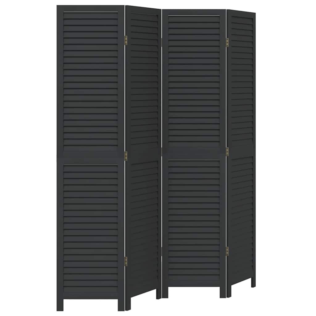 Room Divider Panel Office Privacy Screen Black Solid Wood Paulownia vidaXL