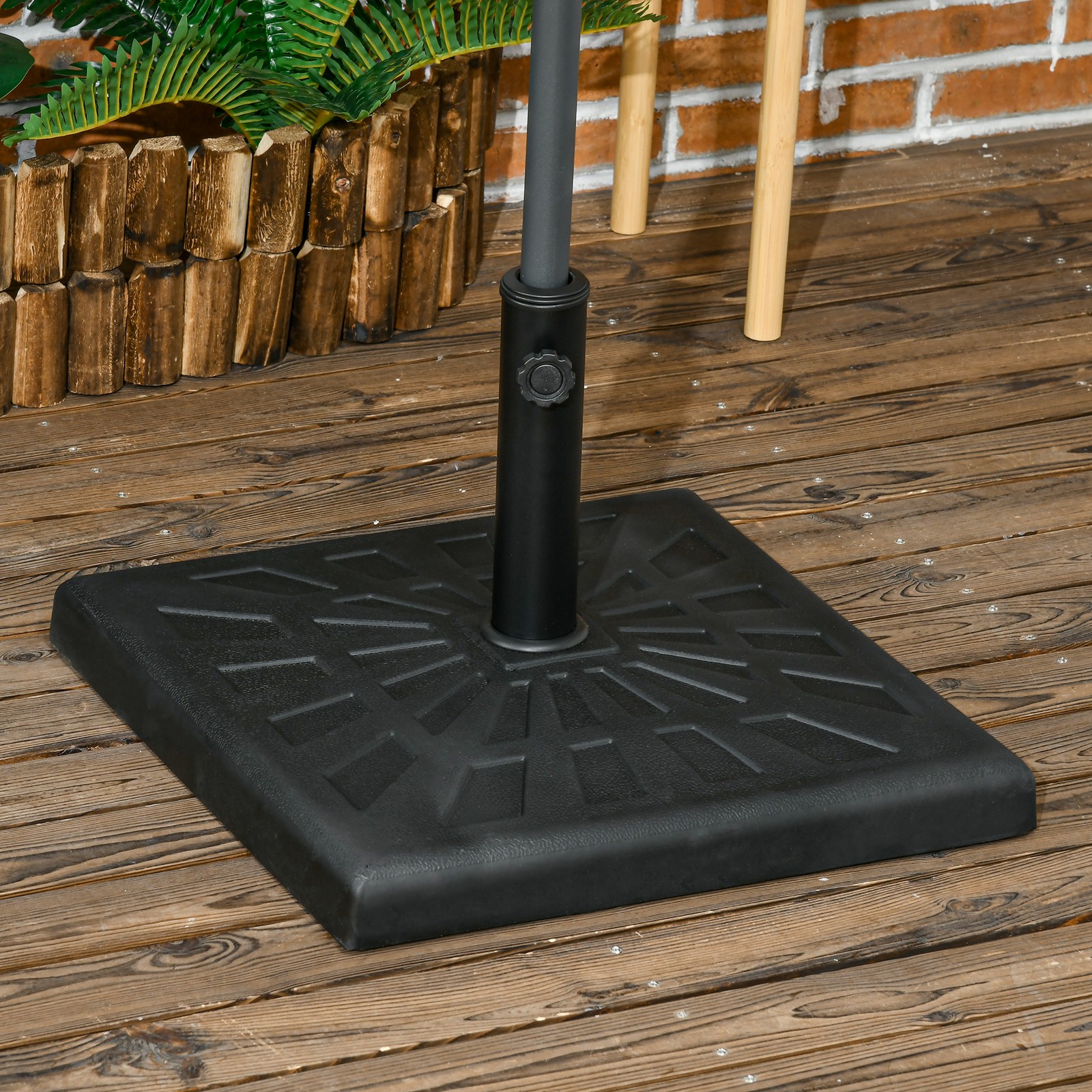 19kg Resin Garden Parasol Base Holder, Square Outdoor Market Umbrella Stand