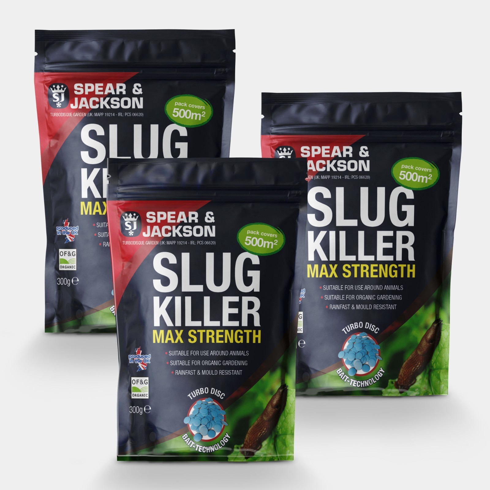 Slug Killer 3 x 300g, High-Strength Formula, 500m² Coverage, Spear & Jackson
