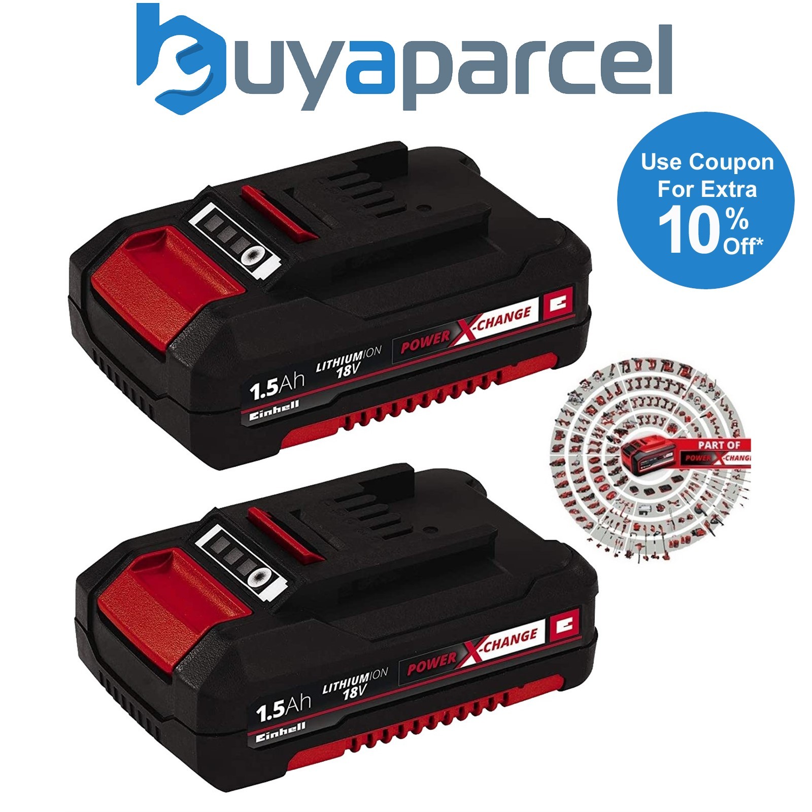 Einhell Power X Change 18v Lithium Ion 1.5ah Battery PX-BAT15 Ozito - Twin Pack