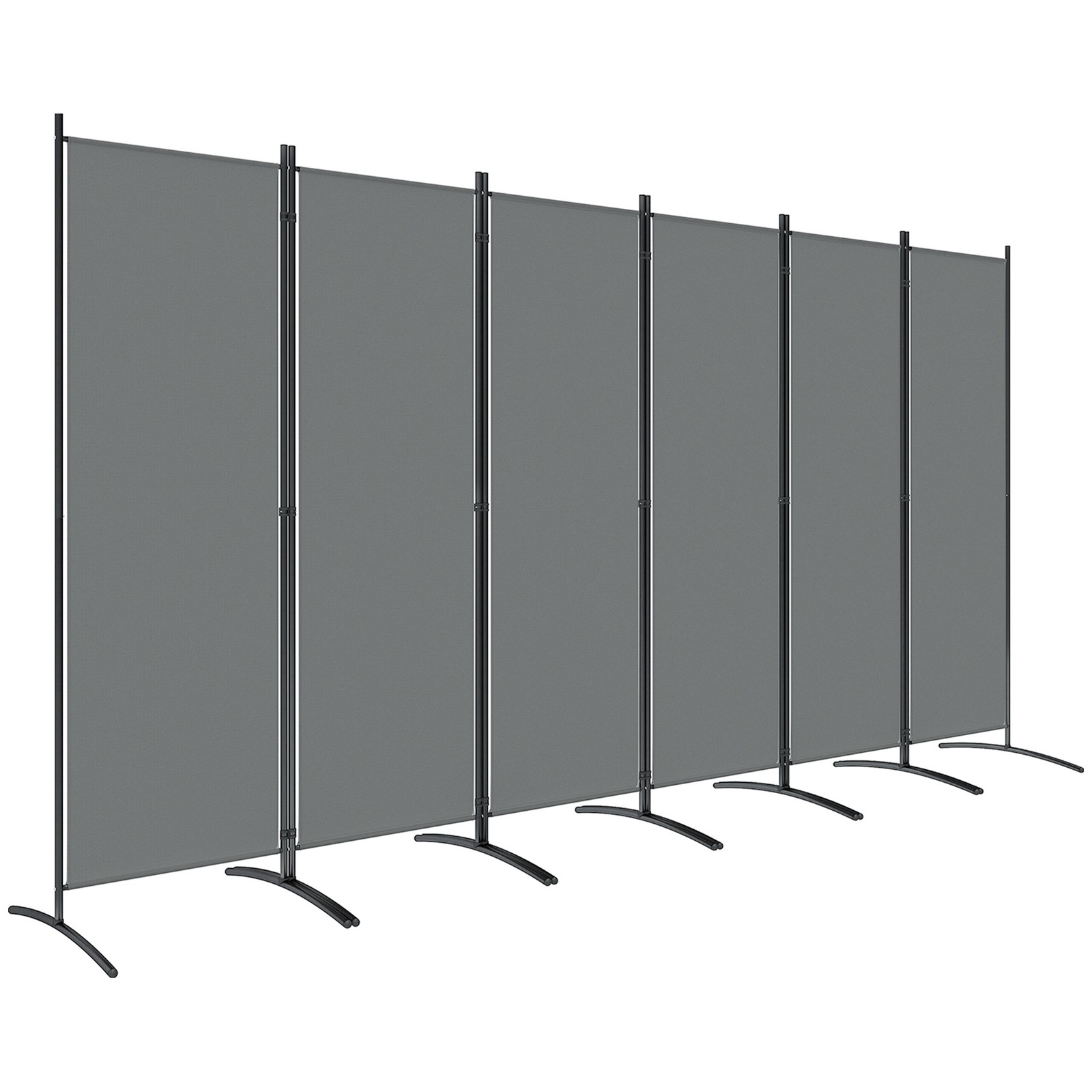 Outsunny Garden Privacy Screen Foldable 6 Panel Room Divider, Dark Grey