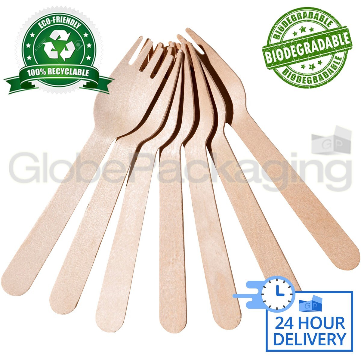 2000 x Wooden Disposable Forks Biodegradable Wood Cutlery For Parties Catering
